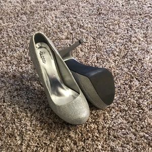 Silver sparkly stilettos